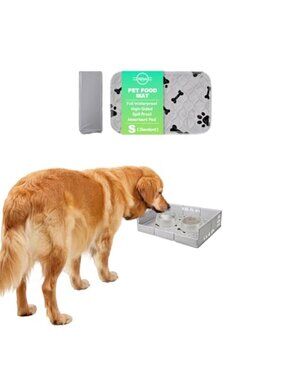 Dog Food Mat Cat Feeding Enclosure for Water Bowl Pet Placemat 18.5"L x 11.4"W